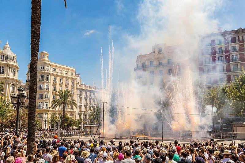 Mascleta fireworks during Hogueras de Alicante